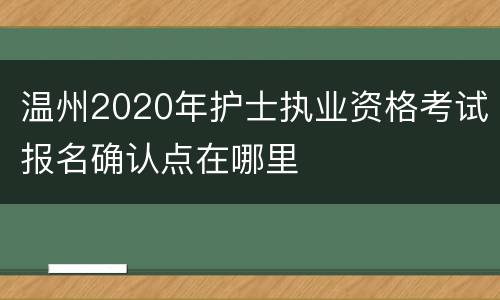 温州2020年护士执业资格考试报名确认点在哪里