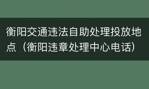 衡阳交通违法自助处理投放地点（衡阳违章处理中心电话）