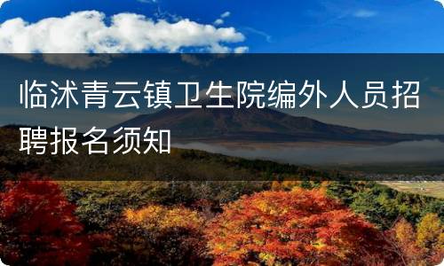 临沭青云镇卫生院编外人员招聘报名须知