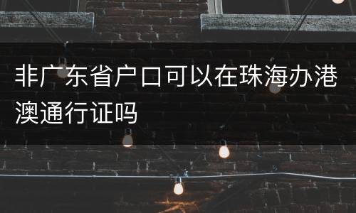 非广东省户口可以在珠海办港澳通行证吗