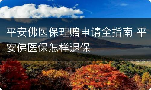 平安佛医保理赔申请全指南 平安佛医保怎样退保