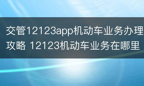 交管12123app机动车业务办理攻略 12123机动车业务在哪里