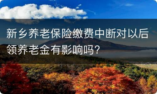 新乡养老保险缴费中断对以后领养老金有影响吗?
