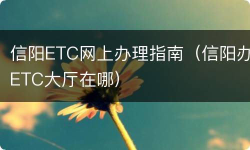 信阳ETC网上办理指南（信阳办ETC大厅在哪）
