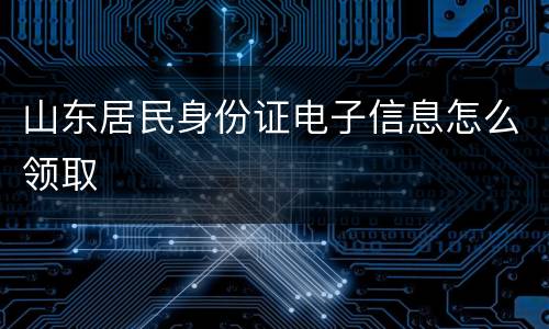 山东居民身份证电子信息怎么领取