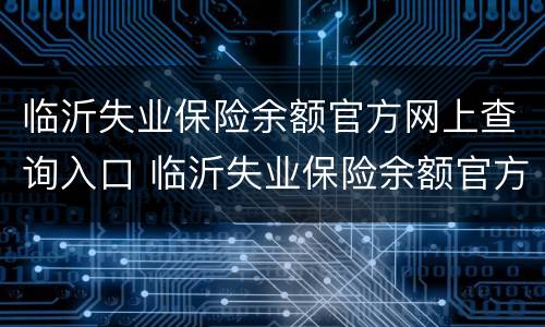 临沂失业保险余额官方网上查询入口 临沂失业保险余额官方网上查询入口