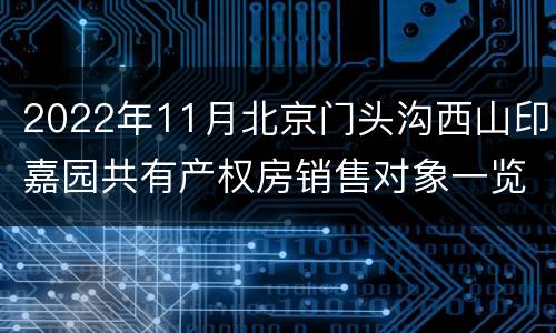 2022年11月北京门头沟西山印嘉园共有产权房销售对象一览