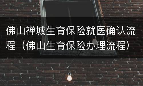 佛山禅城生育保险就医确认流程（佛山生育保险办理流程）