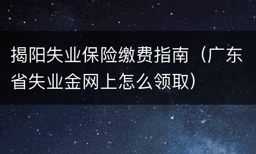 揭阳失业保险缴费指南（广东省失业金网上怎么领取）