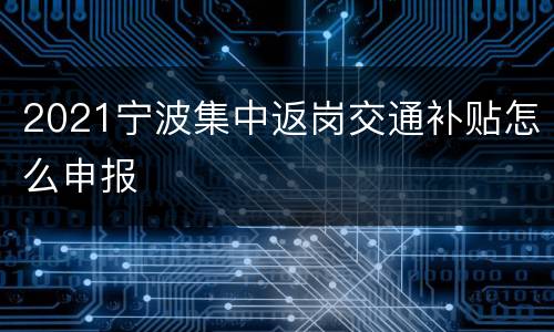 2021宁波集中返岗交通补贴怎么申报