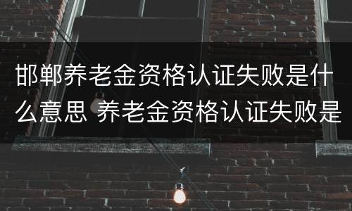 邯郸养老金资格认证失败是什么意思 养老金资格认证失败是怎么回事