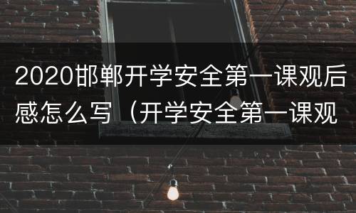 2020邯郸开学安全第一课观后感怎么写（开学安全第一课观后感500字2020）