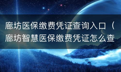廊坊医保缴费凭证查询入口（廊坊智慧医保缴费凭证怎么查）