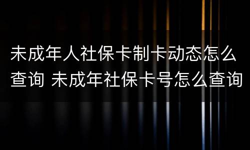 未成年人社保卡制卡动态怎么查询 未成年社保卡号怎么查询
