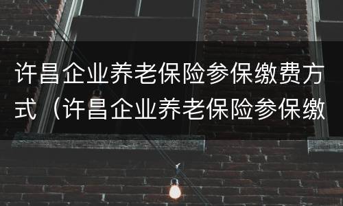 许昌企业养老保险参保缴费方式（许昌企业养老保险参保缴费方式有几种）