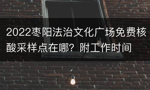 2022枣阳法治文化广场免费核酸采样点在哪？附工作时间