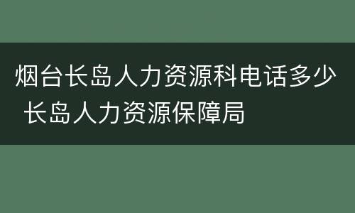 烟台长岛人力资源科电话多少 长岛人力资源保障局