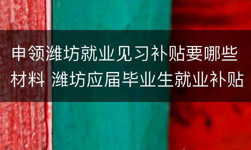 申领潍坊就业见习补贴要哪些材料 潍坊应届毕业生就业补贴