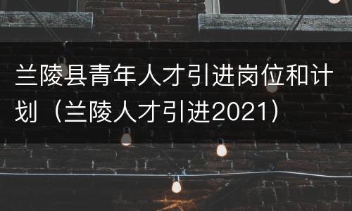 兰陵县青年人才引进岗位和计划（兰陵人才引进2021）
