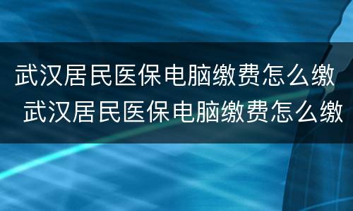 武汉居民医保电脑缴费怎么缴 武汉居民医保电脑缴费怎么缴不了