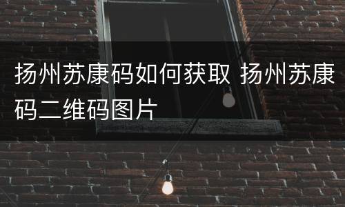 扬州苏康码如何获取 扬州苏康码二维码图片