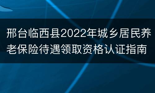 邢台临西县2022年城乡居民养老保险待遇领取资格认证指南