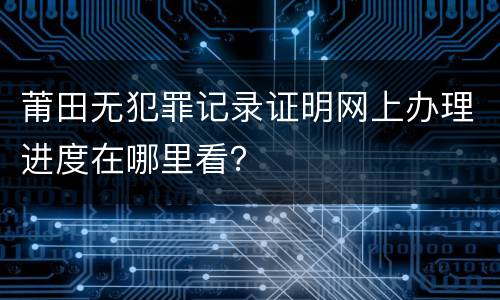 莆田无犯罪记录证明网上办理进度在哪里看？