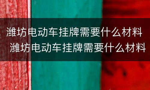 潍坊电动车挂牌需要什么材料 潍坊电动车挂牌需要什么材料办理