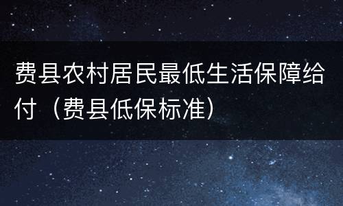 费县农村居民最低生活保障给付（费县低保标准）