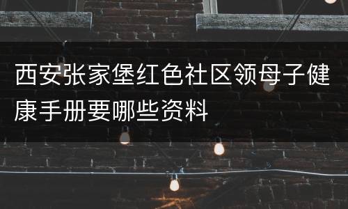 西安张家堡红色社区领母子健康手册要哪些资料