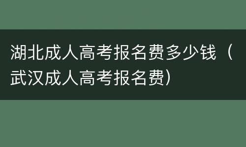 湖北成人高考报名费多少钱（武汉成人高考报名费）