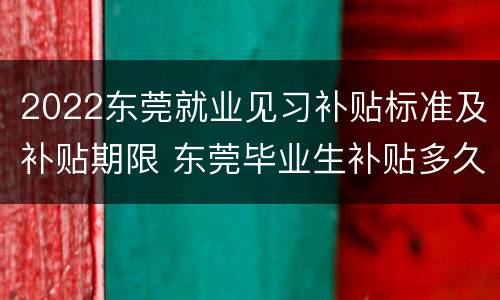 2022东莞就业见习补贴标准及补贴期限 东莞毕业生补贴多久