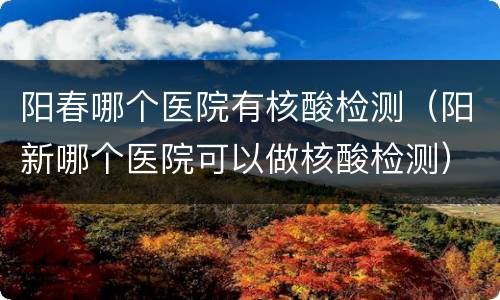 阳春哪个医院有核酸检测（阳新哪个医院可以做核酸检测）