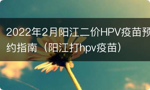 2022年2月阳江二价HPV疫苗预约指南（阳江打hpv疫苗）