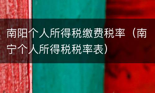 南阳个人所得税缴费税率（南宁个人所得税税率表）
