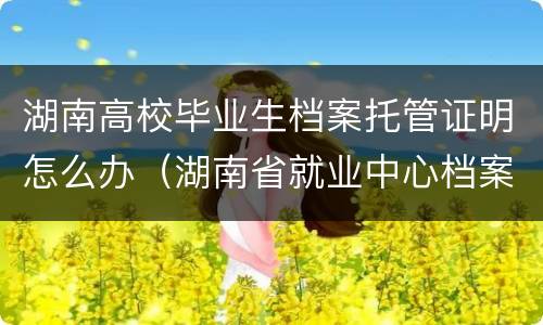 湖南高校毕业生档案托管证明怎么办（湖南省就业中心档案托管）
