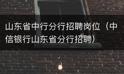 山东省中行分行招聘岗位（中信银行山东省分行招聘）