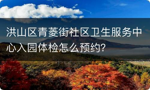 洪山区青菱街社区卫生服务中心入园体检怎么预约？
