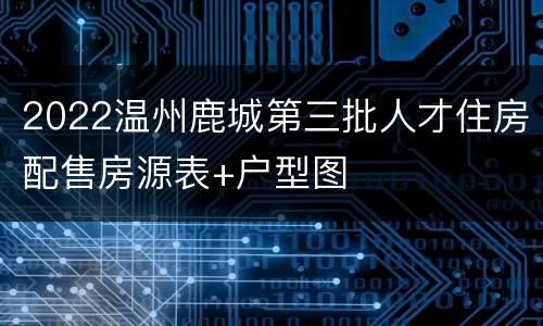 2022温州鹿城第三批人才住房配售房源表+户型图