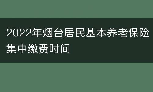 2022年烟台居民基本养老保险集中缴费时间