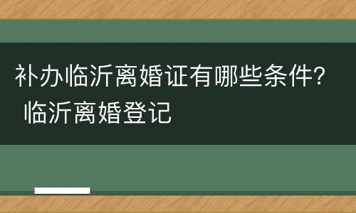 补办临沂离婚证有哪些条件？ 临沂离婚登记