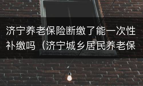 济宁养老保险断缴了能一次性补缴吗（济宁城乡居民养老保险可以一次性补缴）