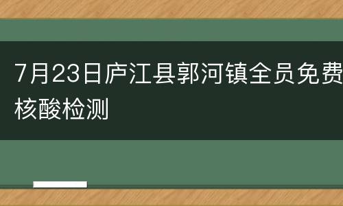 7月23日庐江县郭河镇全员免费核酸检测