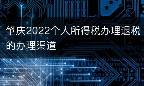 肇庆2022个人所得税办理退税的办理渠道