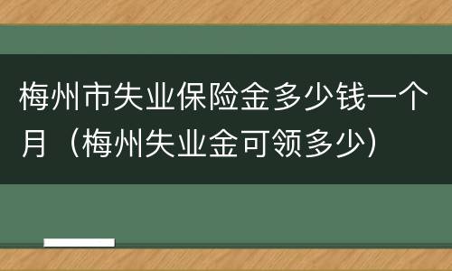 梅州市失业保险金多少钱一个月（梅州失业金可领多少）