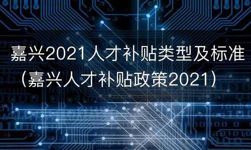 嘉兴2021人才补贴类型及标准（嘉兴人才补贴政策2021）