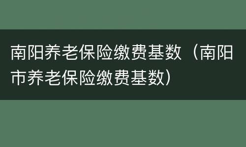 南阳养老保险缴费基数（南阳市养老保险缴费基数）
