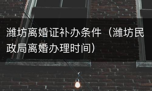潍坊离婚证补办条件（潍坊民政局离婚办理时间）