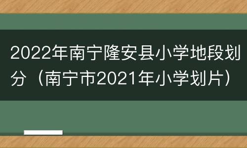 2022年南宁隆安县小学地段划分（南宁市2021年小学划片）