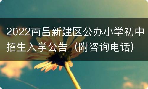2022南昌新建区公办小学初中招生入学公告（附咨询电话）